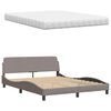 vidaXL Ł&oacute;żko z materacem, Hanko, taupe, 160x200 cm, tkanina
