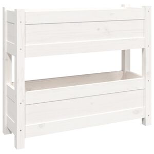 vidaXL Donica, biała, 77x25x66 cm, lite drewno sosnowe
