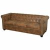 Sofa Chesterfield 3-osobowa vidaXL Brązowa Sk&oacute;ra Syntetyczna
