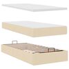 vidaXL Rama ł&oacute;żka otomana z materacami, kremowa, 200x200 cm, tkanina