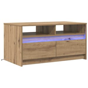 vidaXL Stolik kawowy Ze LED Lights Dąb rzemieślniczy 90 x 50 x 45 cm