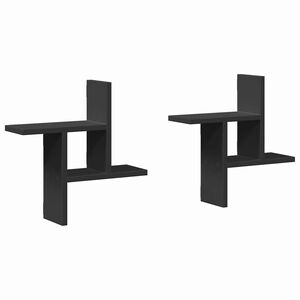 vidaXL P&oacute;łki ścienne, 2 szt., czarne, 38x12x38 cm