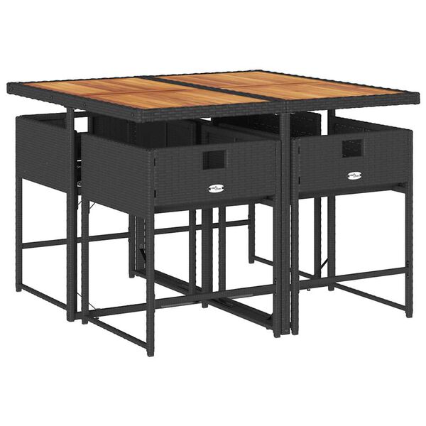 vidaXL 5-cz. zestaw mebli ogrodowych z poduszkami, czarny, polirattan