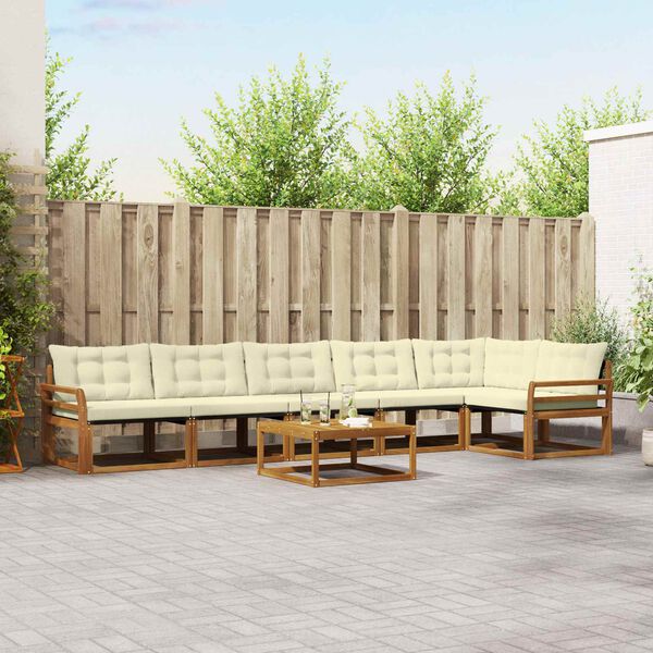 vidaXL Zestaw sof na zewnątrz z poduszką 7 pcs Naturalny i Kremowy