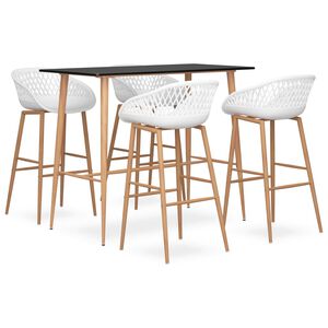 vidaXL 5-częściowy zestaw mebli barowych, czarno-biały