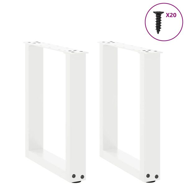 vidaXL Nogi do stolika kawowego w kształcie litery U 2 szt. Białe 38x(42-43) cm Stal