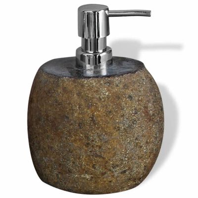vidaXL Dozownik mydła z kamienia rzecznego 16 cm