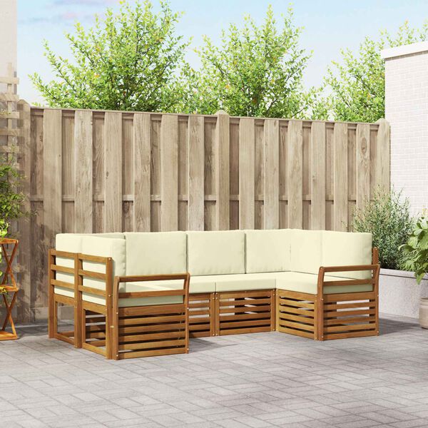 vidaXL Zestawy sof 6 pcs Naturalny i Kremowy Lite Drewno Akacji