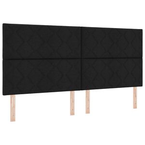 vidaXL Ł&oacute;żko z sprężyną LED Z zagł&oacute;wkiem Czarny 200 x 200 cm tkanina