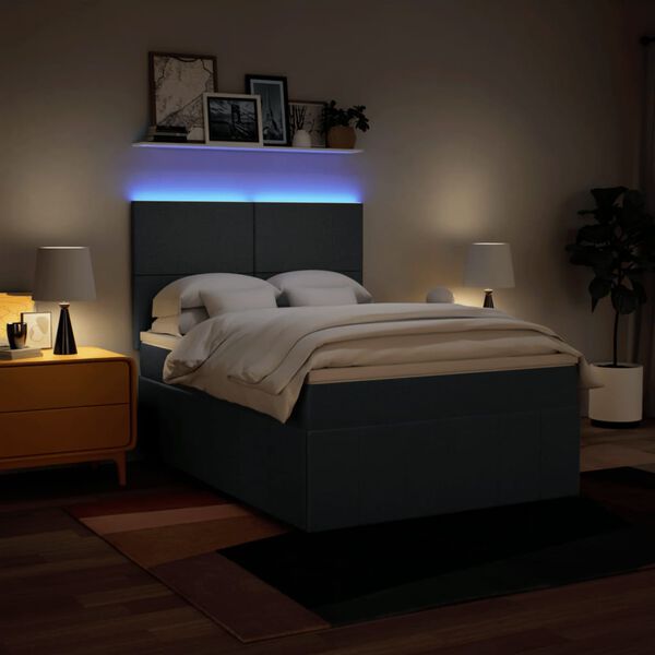 vidaXL Ł&oacute;żko kontynentalne z materacem, niebieskie, tkanina, 160x200cm