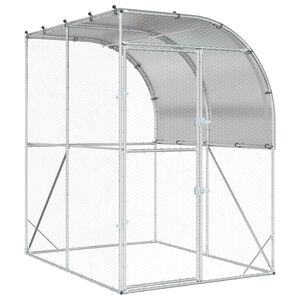vidaXL Kurnik srebrny 200 x 200 x 215 cm Stal ocynkowana