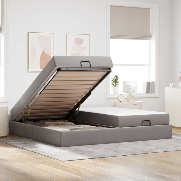 vidaXL Rama ł&oacute;żka z materacem z materacem 2 pcs Ciemnoszary tkanina