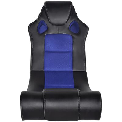 vidaXL Bujany fotel muzyczny, czarno-niebieski, sztuczna skóra