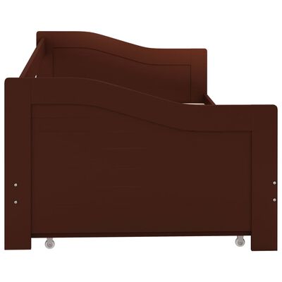 vidaXL Wysuwane łóżko, ciemny brąz, drewno sosnowe, 90x200 cm