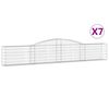 vidaXL Kosze gabionowe, 7 szt, 400x30x60/80 cm, galwanizowane żelazo