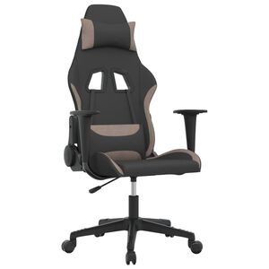 vidaXL Fotel gamingowy, z masażem, czarny i taupe, tkanina