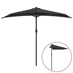 vidaXL P&oacute;łparasol balkonowy, aluminiowy słupek, czarny, 270x144x222 cm