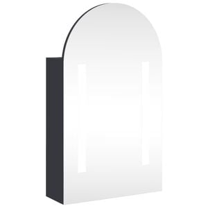 vidaXL Szafka łazienkowa z lustrem i LED, łukowa, szara, 42x13x70 cm