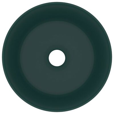 vidaXL Luksusowa, okrągła umywalka, matowa ciemna zieleń, 40x15 cm
