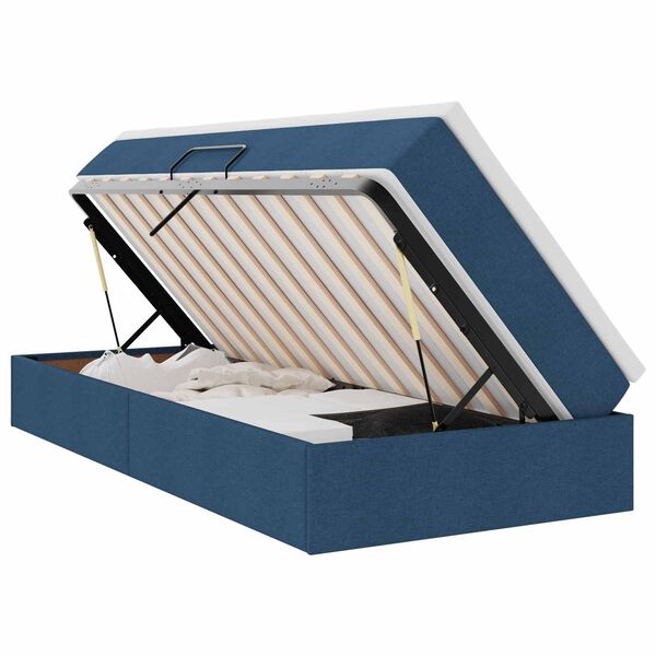 vidaXL Ł&oacute;żko z miejscem na przechowywanie i materacem Niebieski