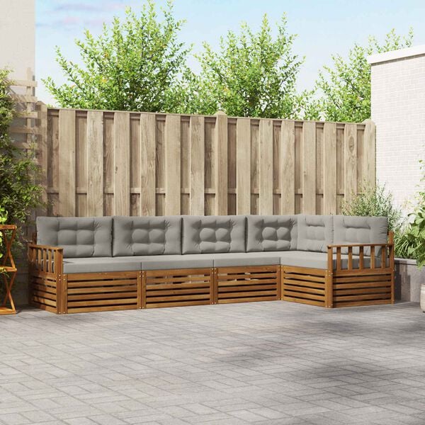 vidaXL Zestaw sof na zewnątrz z poduszką 5 pcs Naturalny i Jasny Szary