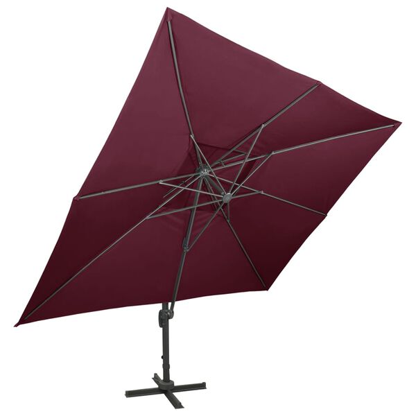 vidaXL Parasol ogrodowy Cantilever z podw&oacute;jnym blatem Bordeaux Red 400x300 cm