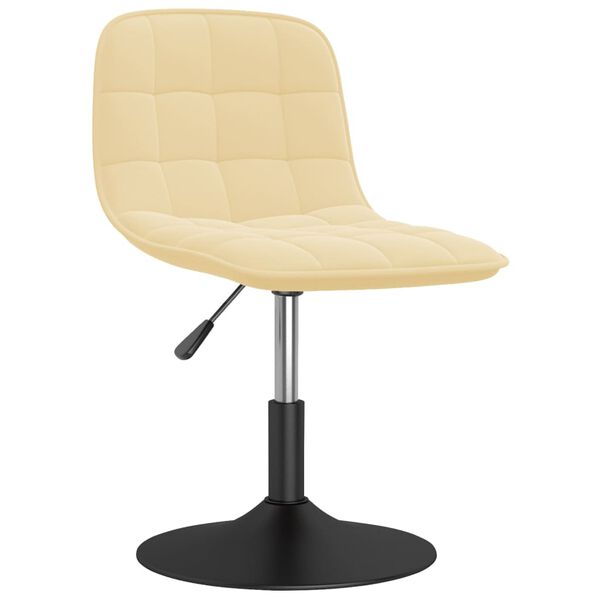 vidaXL Obrotowe krzesło stołowe, kremowe, obite aksamitem