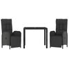 vidaXL 3-cz. zestaw mebli ogrodowych z poduszkami, czarny, rattan PE