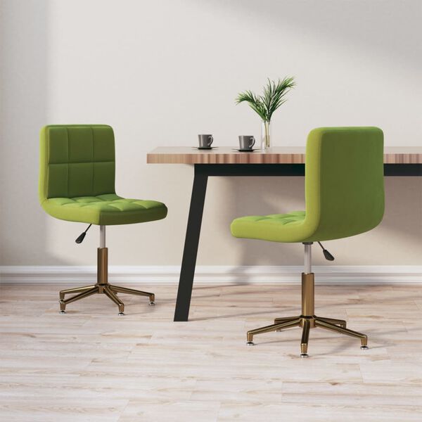 vidaXL Obrotowe krzesła stołowe, 2 szt., jasnozielone, aksamitne
