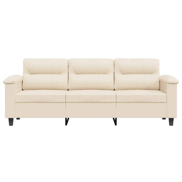vidaXL 3-osobowa sofa, beżowy, 180 cm, tapicerowana mikrofibrą