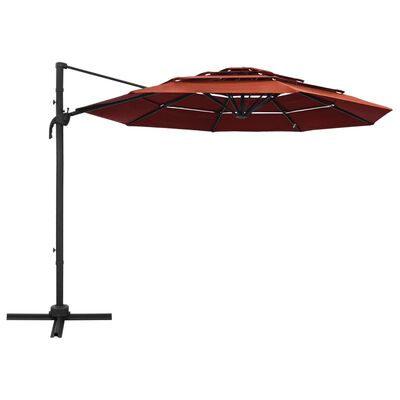 vidaXL 4-poziomowy parasol na aluminiowym słupku, terakotowy, 3x3 m