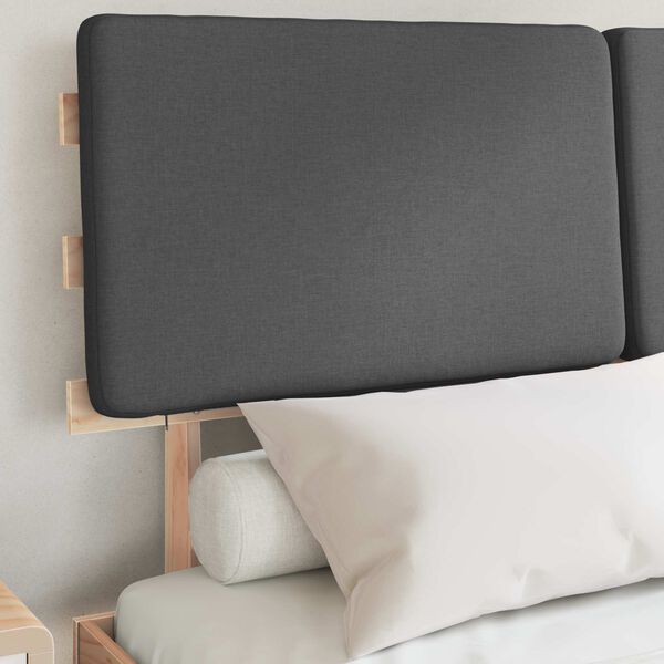 vidaXL Ramka ł&oacute;żka z tapicerowanym wezgłowiem Ciemnoszary 135 x 190 cm