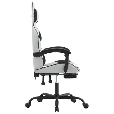 vidaXL Obrotowy fotel gamingowy z podnóżkiem, biało-czarny