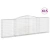 vidaXL Kosze gabionowe, 15 szt, 400x30x120/140cm, galwanizowane żelazo
