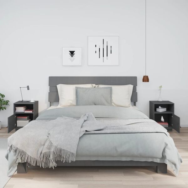 vidaXL Szafki nocne, 2 szt., szare, 40x34x55 cm, lite drewno sosnowe