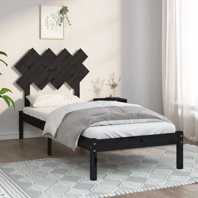 vidaXL Rama łóżka, czarna, 90x200 cm, lite drewno