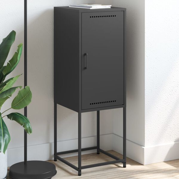 vidaXL Szafka, czarna, 36x39x107 cm, stal