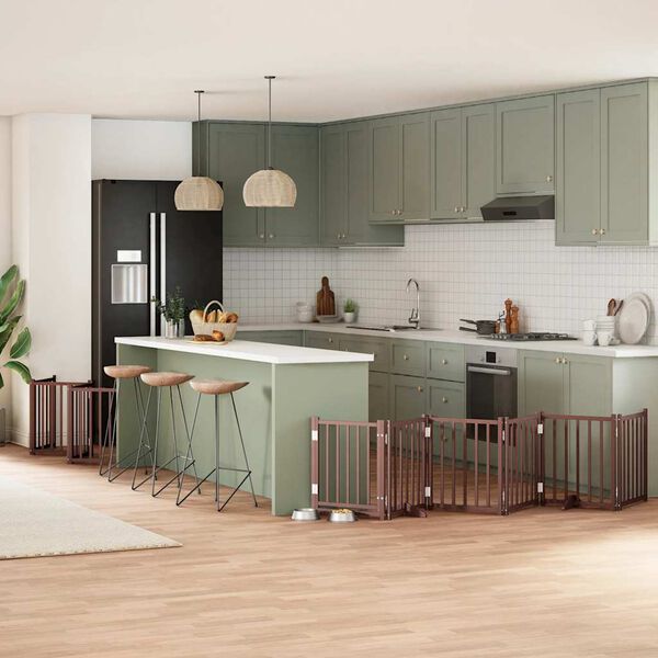 vidaXL Składana bramka dla psa, z drzwiami, 15 paneli, brązowa, 750 cm