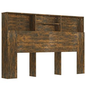 vidaXL Wezgłowie ł&oacute;żka z p&oacute;łkami, przydymiony dąb, 160x19x103,5 cm