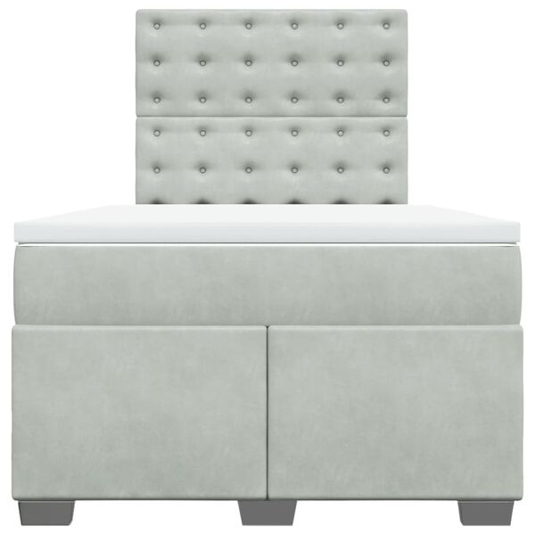 vidaXL Łóżko kontynentalne z materacem, jasnoszare, 120x190cm, aksamit