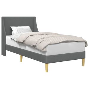 vidaXL Ramka ł&oacute;żka Z zagł&oacute;wkiem ciemnoszary 90 x 190 cm tkanina