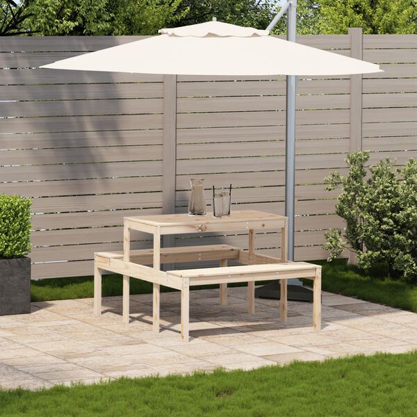 vidaXL Stół piknikowy, 110x134x75 cm, lite drewno sosnowe