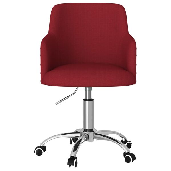 vidaXL Obrotowe krzesło stołowe, winna czerwień, obite tkaniną