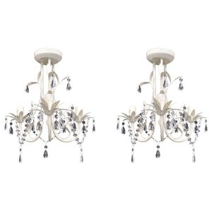 vidaXL Żyrandole z kryształkami, 2 szt., eleganckie, białe