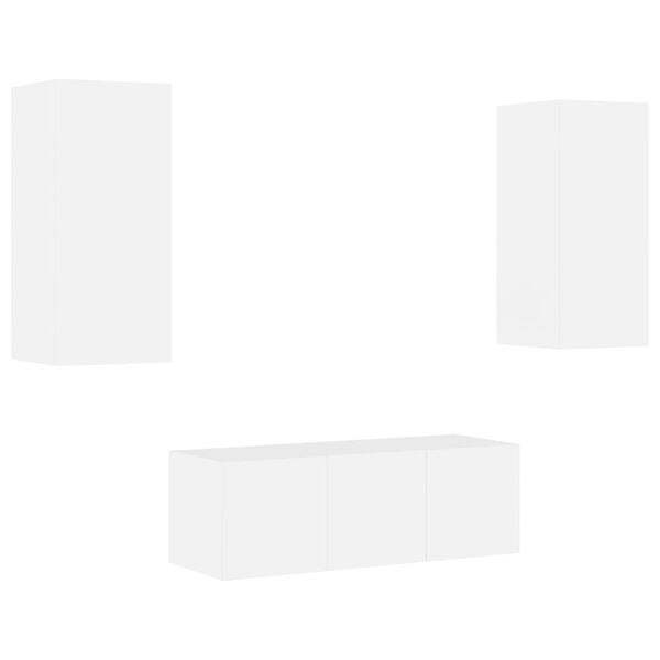 vidaXL 4-cz. zestaw mebli TV z LED, biały, materiał drewnopochodny