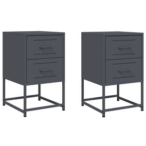 vidaXL Szafki nocne, 2 szt., antracytowe, 36x39x60,5 cm, stal