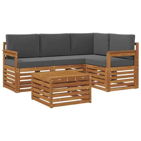 vidaXL Zestawy mebli z poduszką 5 pcs Naturalny i Antracytowy