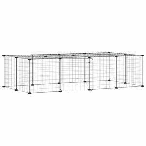 vidaXL Klatka dla zwierząt z bramką, 20 paneli, czarna, 140x70x35 cm, stal