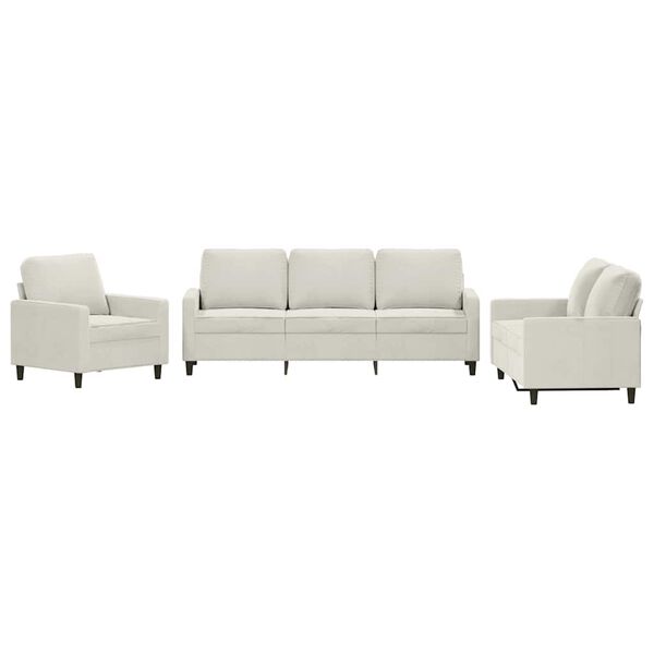 vidaXL 3-częściowy komplet wypoczynkowy, obity aksamitem, kremowa