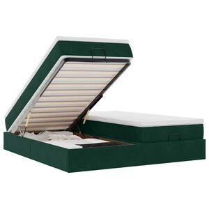 vidaXL Rama ł&oacute;żka otomana z materacami, zielona, 180x200 cm, aksamit